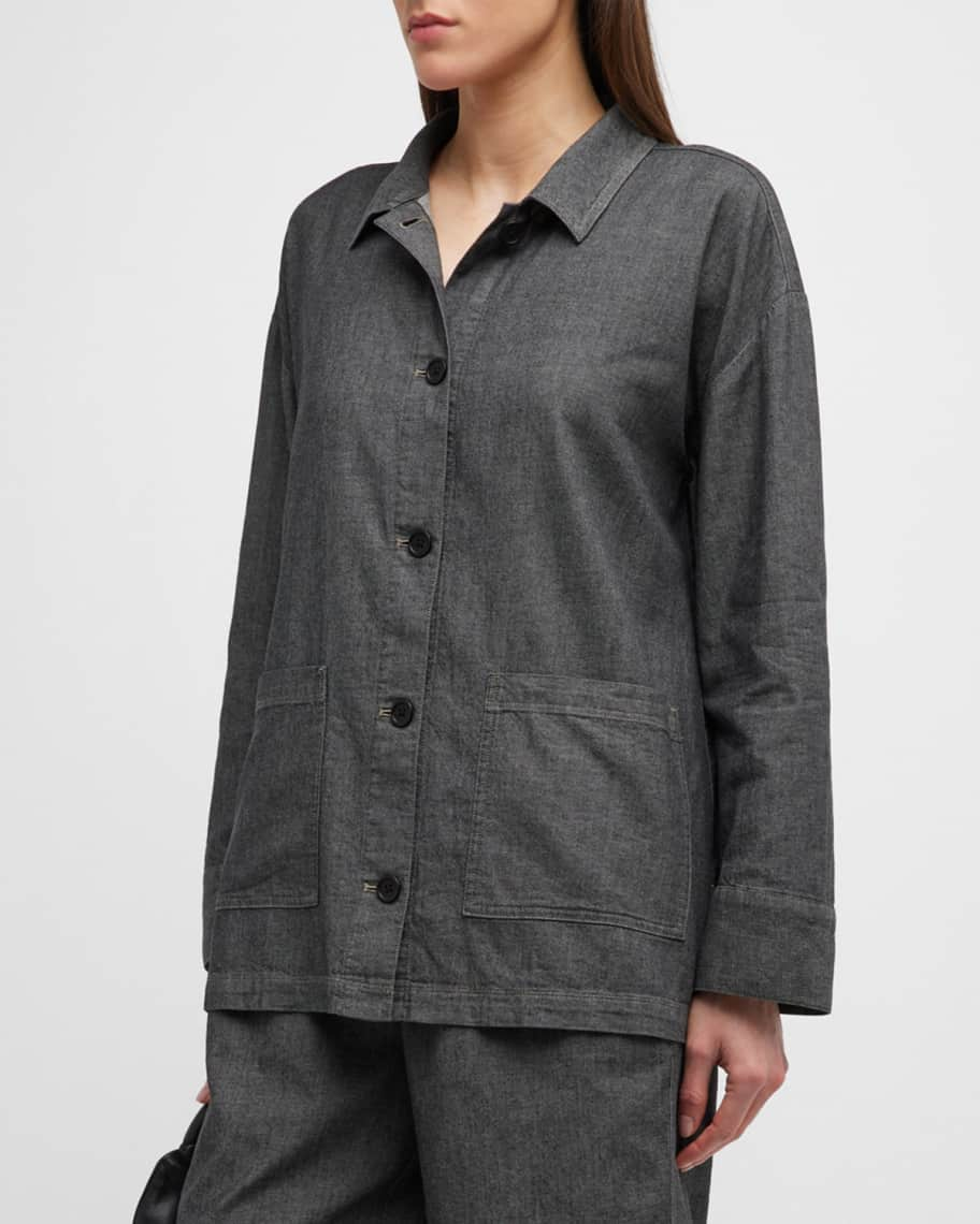 Eileen Fisher Button-Down Organic Cotton Twill Shirt | Neiman Marcus