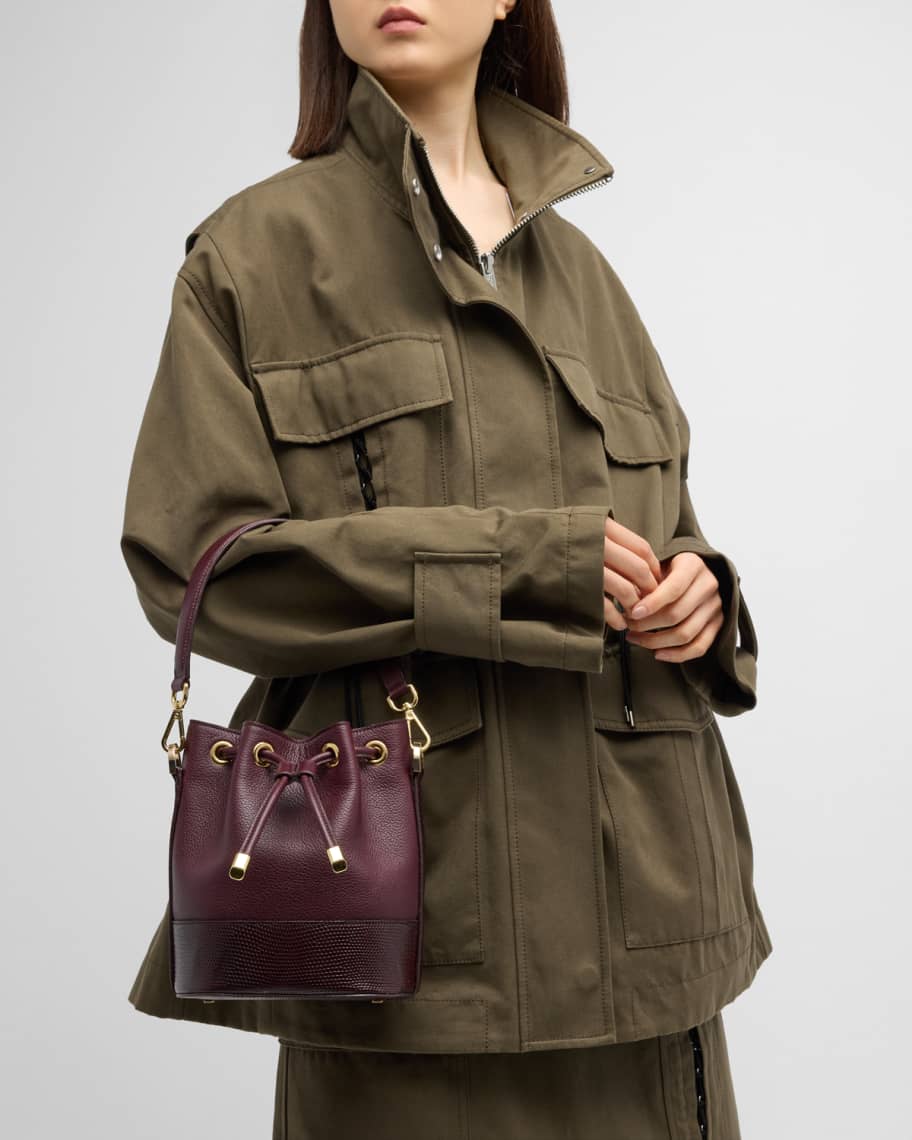 Image 2 of 6: Alessia Lizard Drawstring Bucket Bag