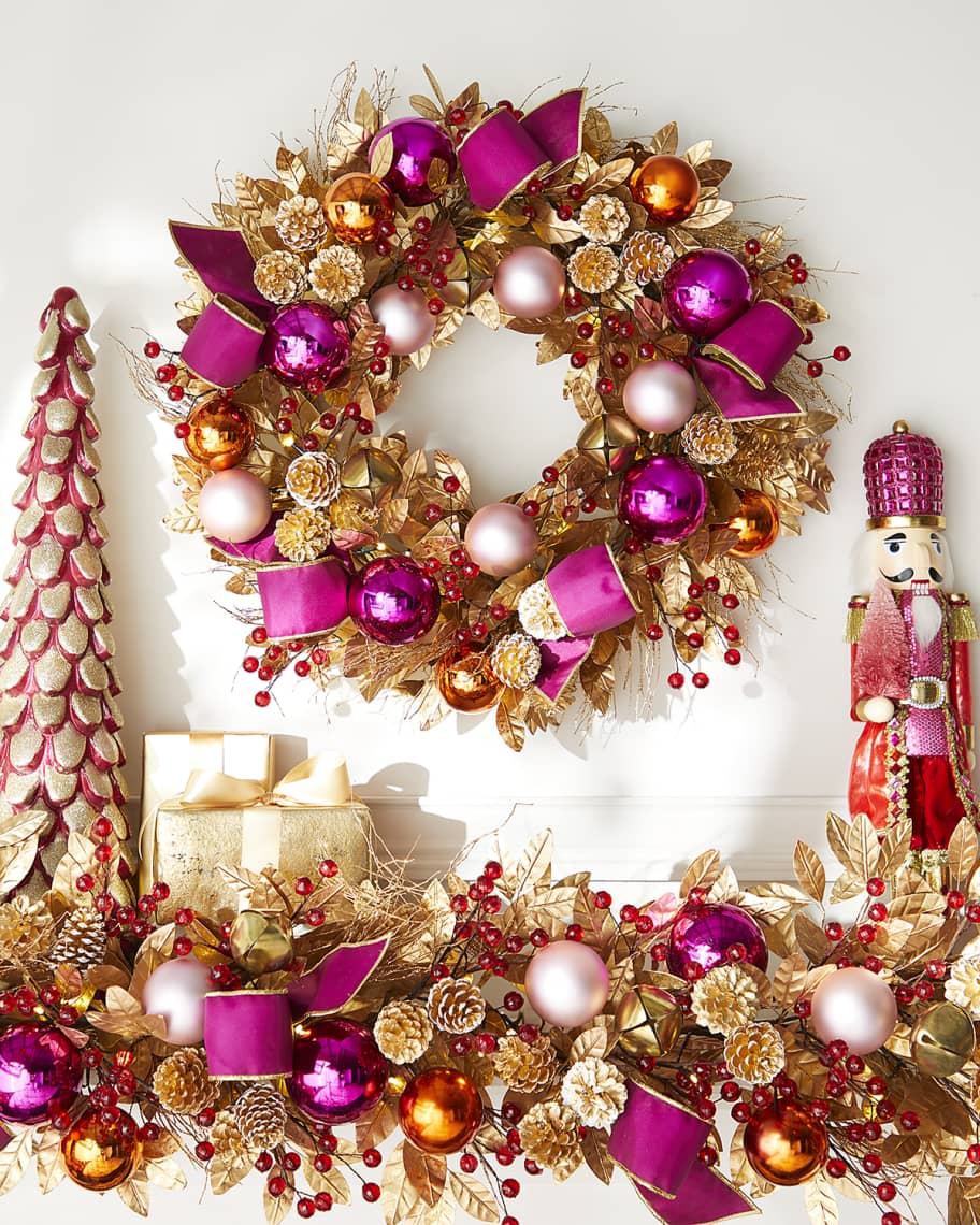 Neiman Marcus 28" Bright Holiday PreLit Wreath Neiman Marcus