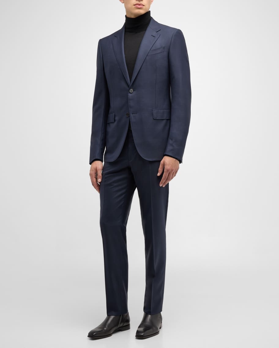 ZEGNA Men's Wool-Silk Windowpane Suit | Neiman Marcus