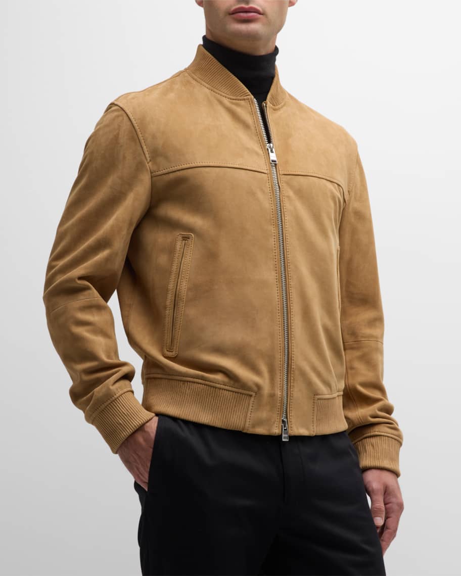 BOSS Men's Suede Bomber Jacket | Neiman Marcus