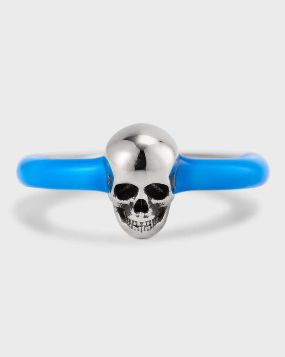 Alexander McQueen Men s Skull Enamel Band Ring Neiman Marcus