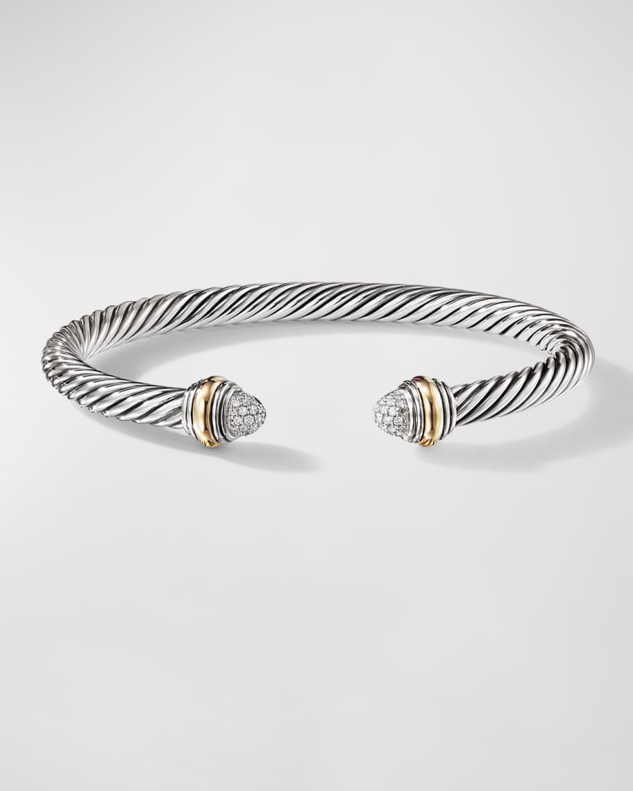 David Yurman Cable Bracelet with Diamonds and 14K Gold in Silver, 5mm ...