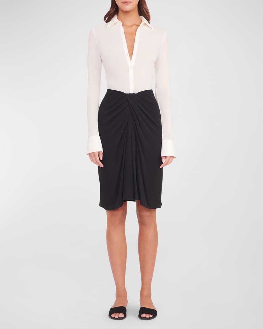 STAUD Brendan Combo Knee-Length Shirt Dress | Neiman Marcus