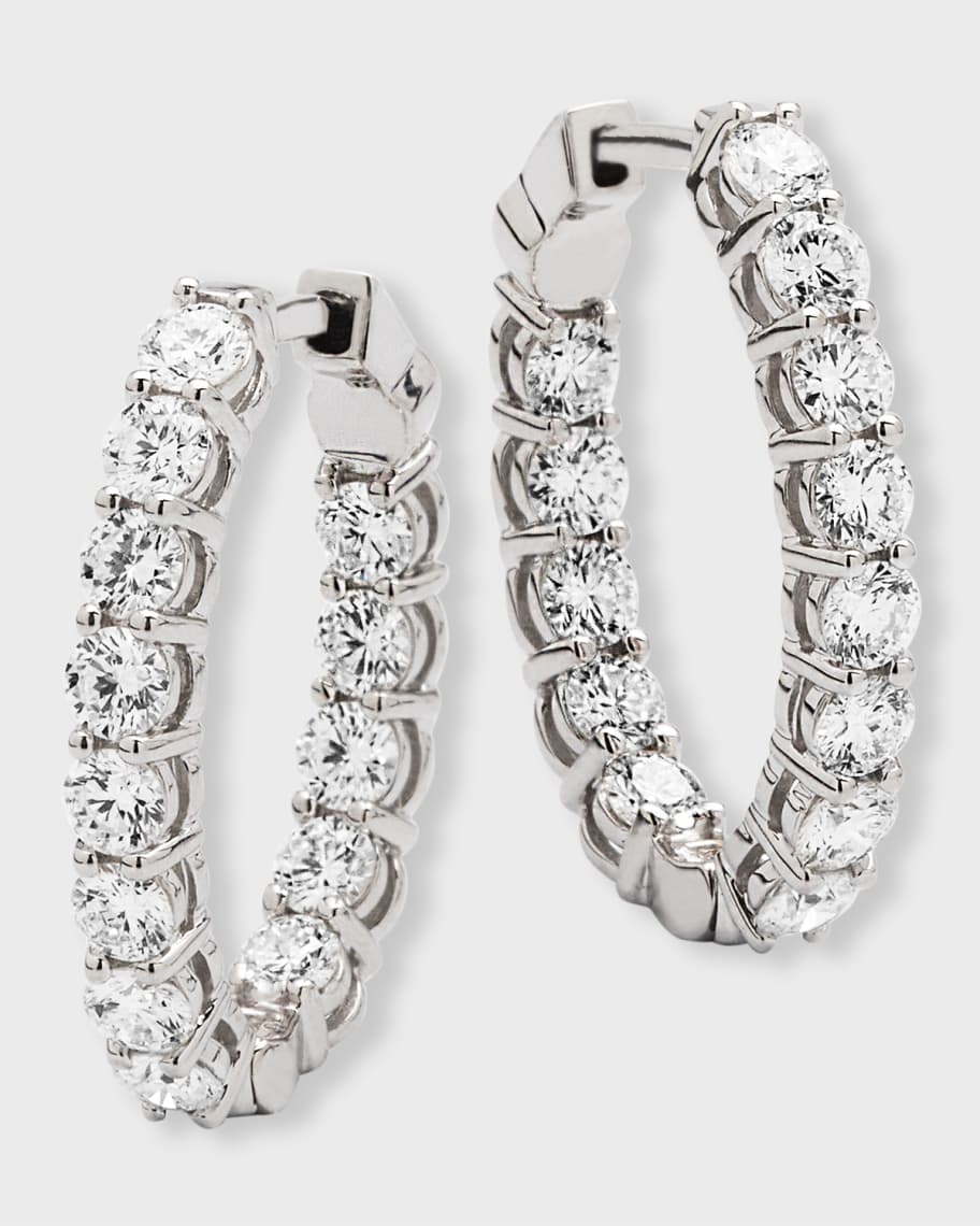 Neiman Marcus Diamonds 18K White Gold Diamond Oval Hoop Earrings, 2.73tcw Neiman Marcus