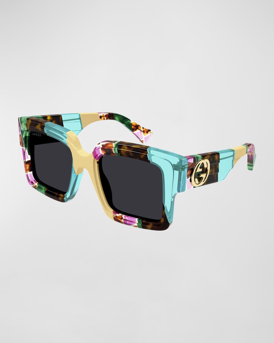 Gucci GG1307S Square Patterned Acetate Sunglasses | Neiman  display picture 1