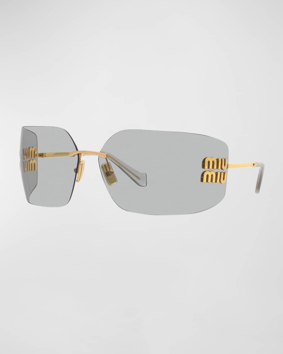 Miu Miu MU 54YS 80 Rimless Titanium Wrap Sunglasses | Neiman Marcus