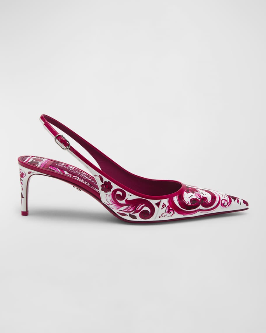 Dolce&Gabbana 60mm Printed Leather Slingback Pumps | Neiman Marcus