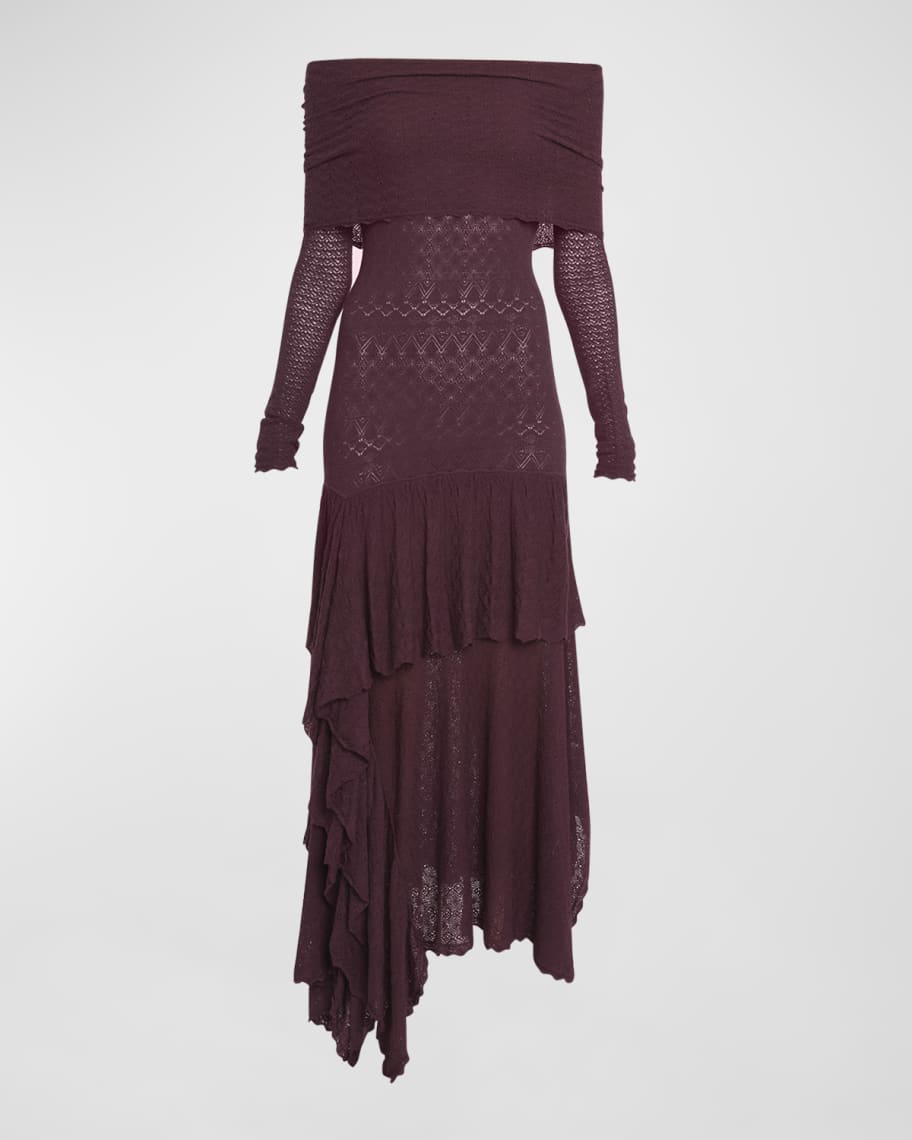 Ulla Johnson Ambrosia Pointelle OffShoulder Tiered Maxi Dress Neiman