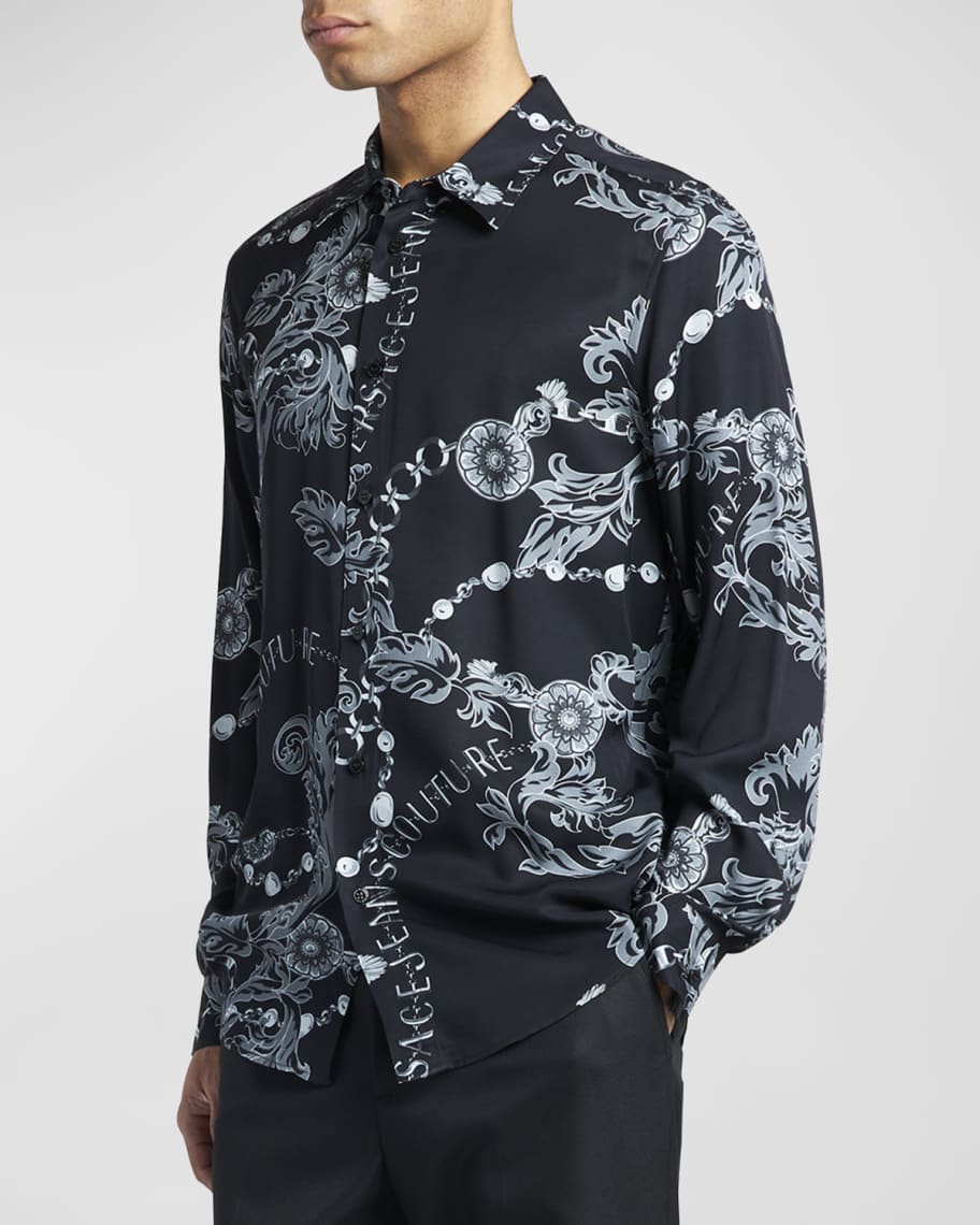 Versace Jeans Couture Men's Chain Couture Long-Sleeve Shirt | Neiman Marcus