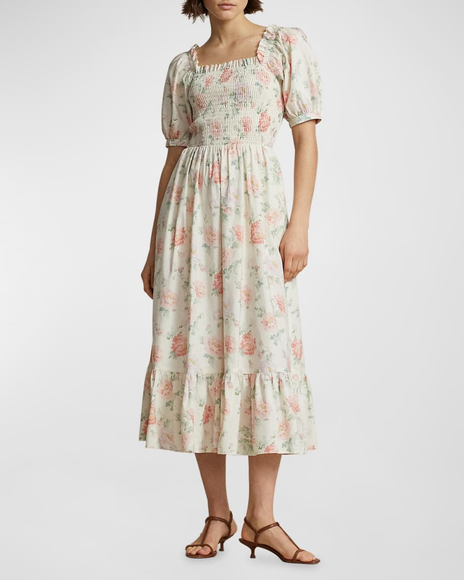 Polo Ralph Lauren floral-print cotton dress - Blue