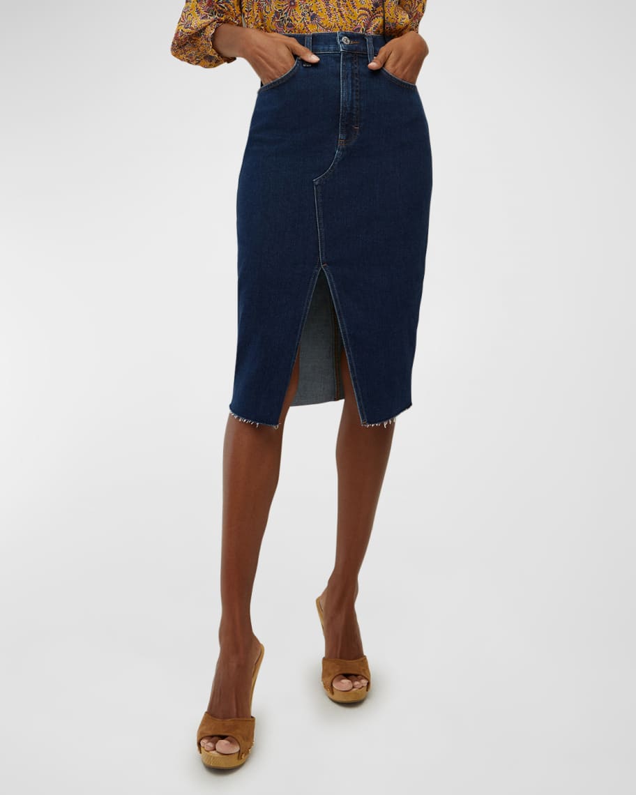 Veronica Beard Breves Denim Midi Skirt | Neiman Marcus