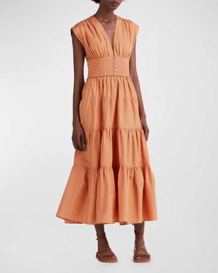 Derek Lam 10 Crosby Antara Cotton A-Line Midi Dress | Neiman Marcus