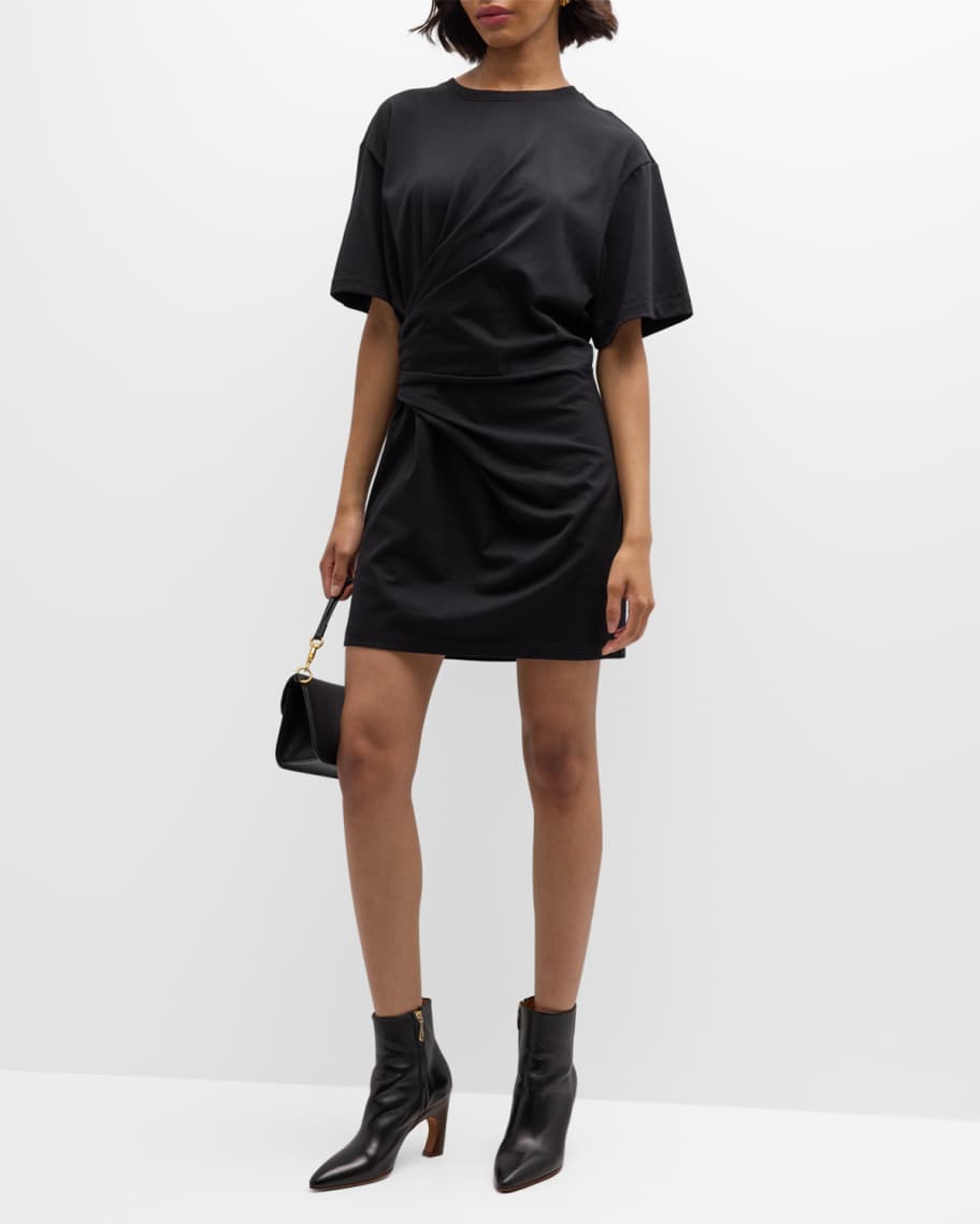 FRAME Draped Knit Mini Shirtdress | Neiman Marcus