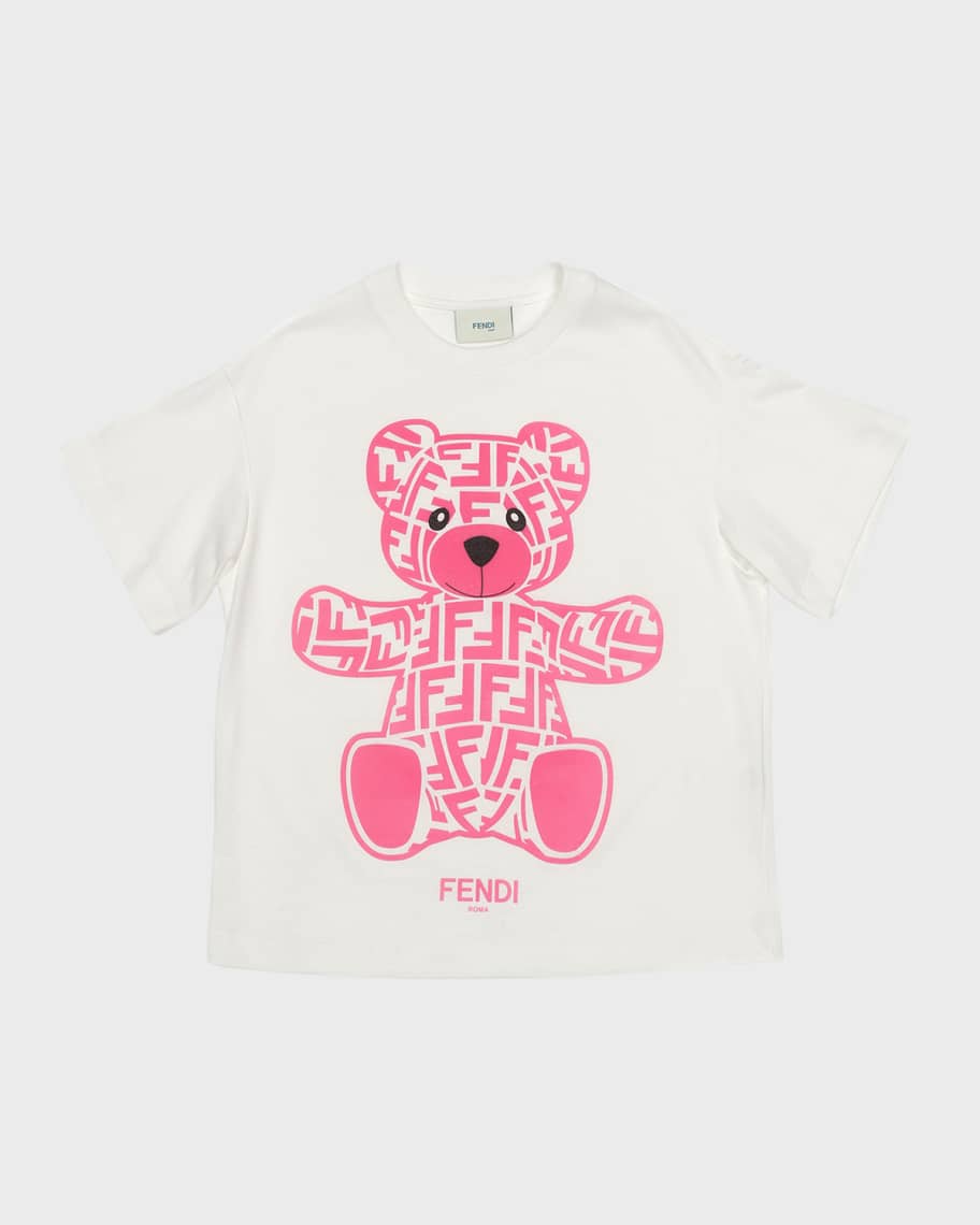 Fendi Girl's Embossed Monogram Bear TShirt, Size 814 Neiman Marcus