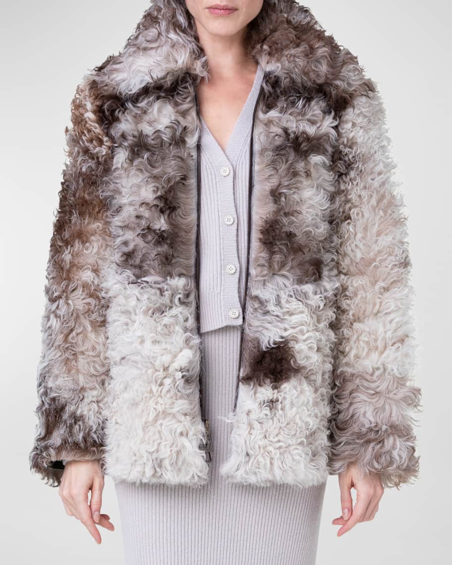 Akris Selda Long Hair Spotted Sheep Shearling Jacket Neiman Marcus