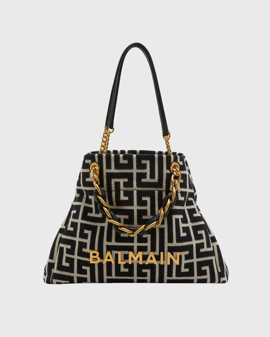 Balmain 1945 Soft Cabas Tote Bag in Monogram Jacquard