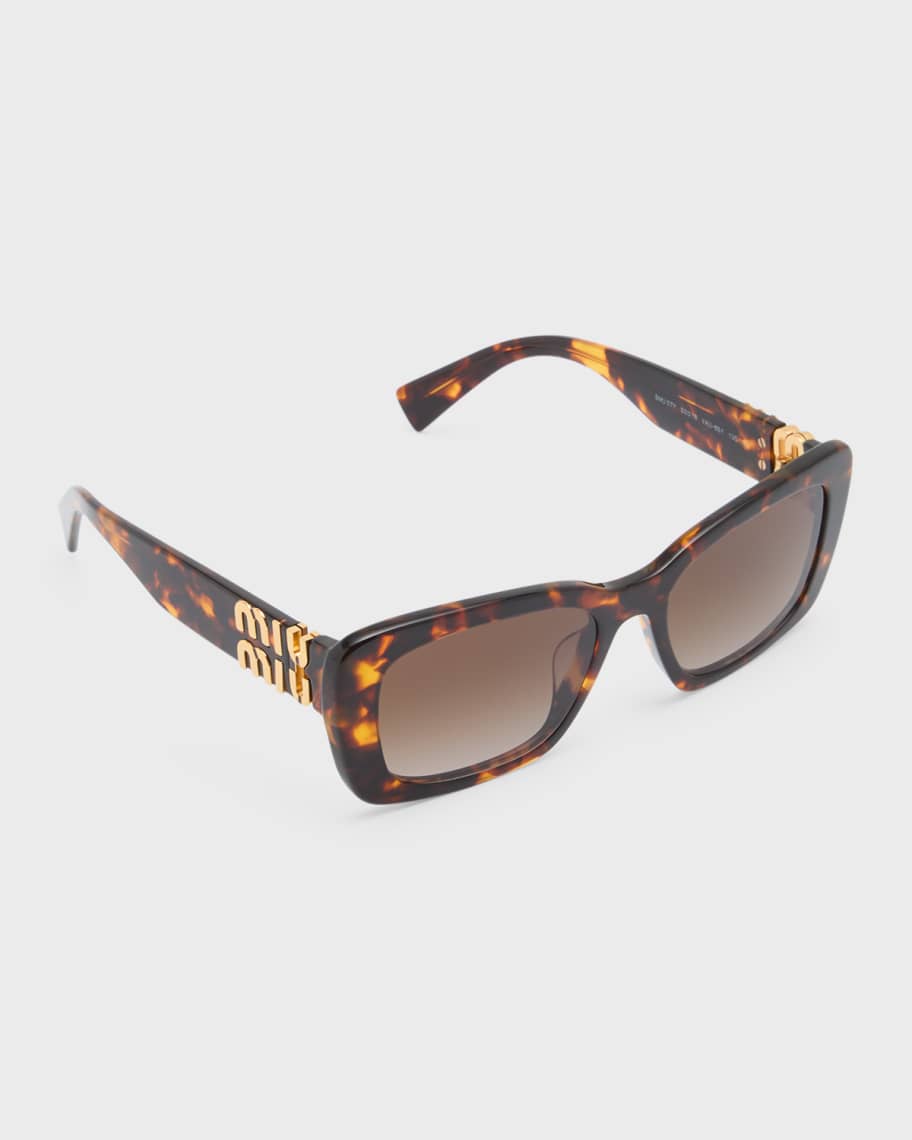 Miu Miu MU 07YS Gradient Logo Acetate Rectangle Sunglasses