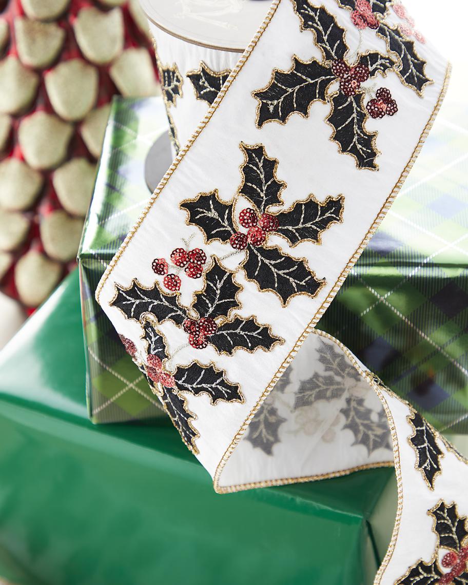 D. Stevens Faux Dupion Holly Ribbon, 4