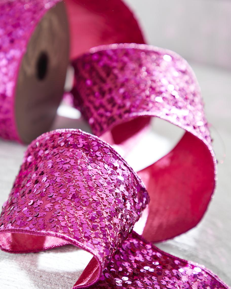 D. Stevens Hot Pink Sequin Ribbon | Neiman Marcus