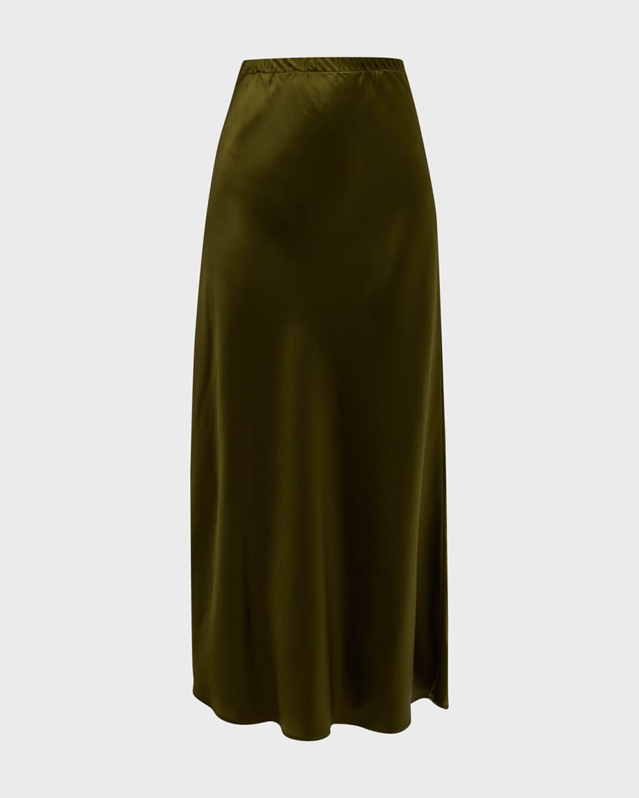 Ontarii Bias Cut Satin Maxi Skirt White