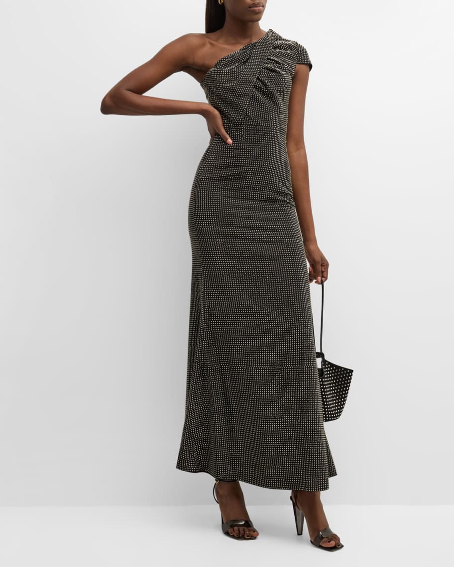 Roland Mouret Stud Embellished One-Shoulder Maxi Dress | Neiman Marcus