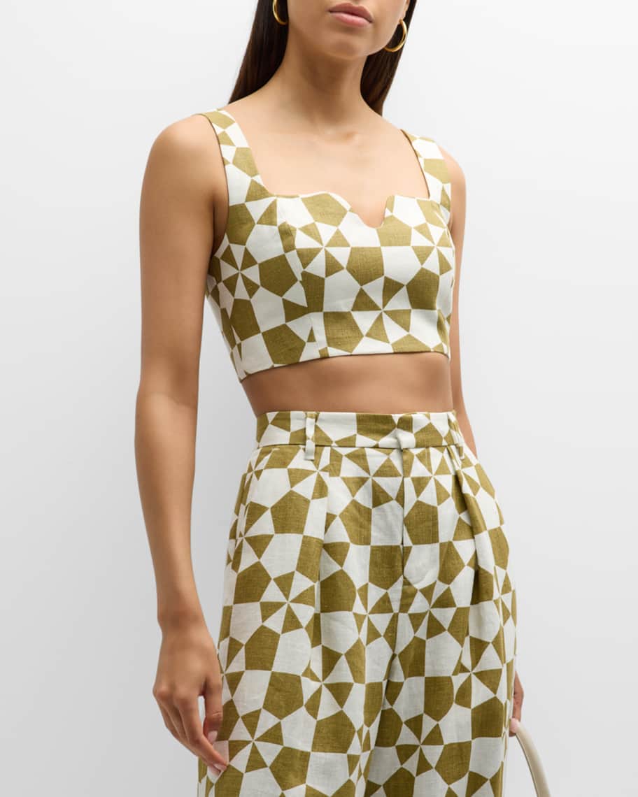 Mara Hoffman Jini Hemp Sleeveless Sweetheart Crop Top | Neiman Marcus