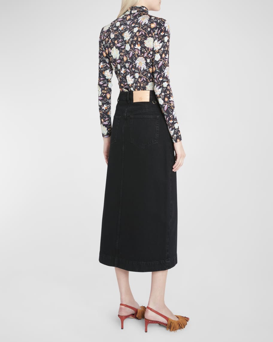 Image 3 of 6: The Bea Denim Midi Skirt