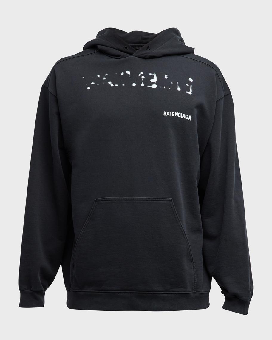 Balenciaga Men's Hoodie with Bleed-Through Logo | Neiman Marcus