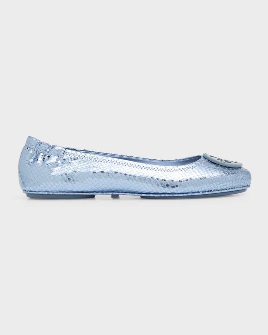 Tory Burch Minnie Travel Metallic Leather Ballet Flats Neiman Marcus