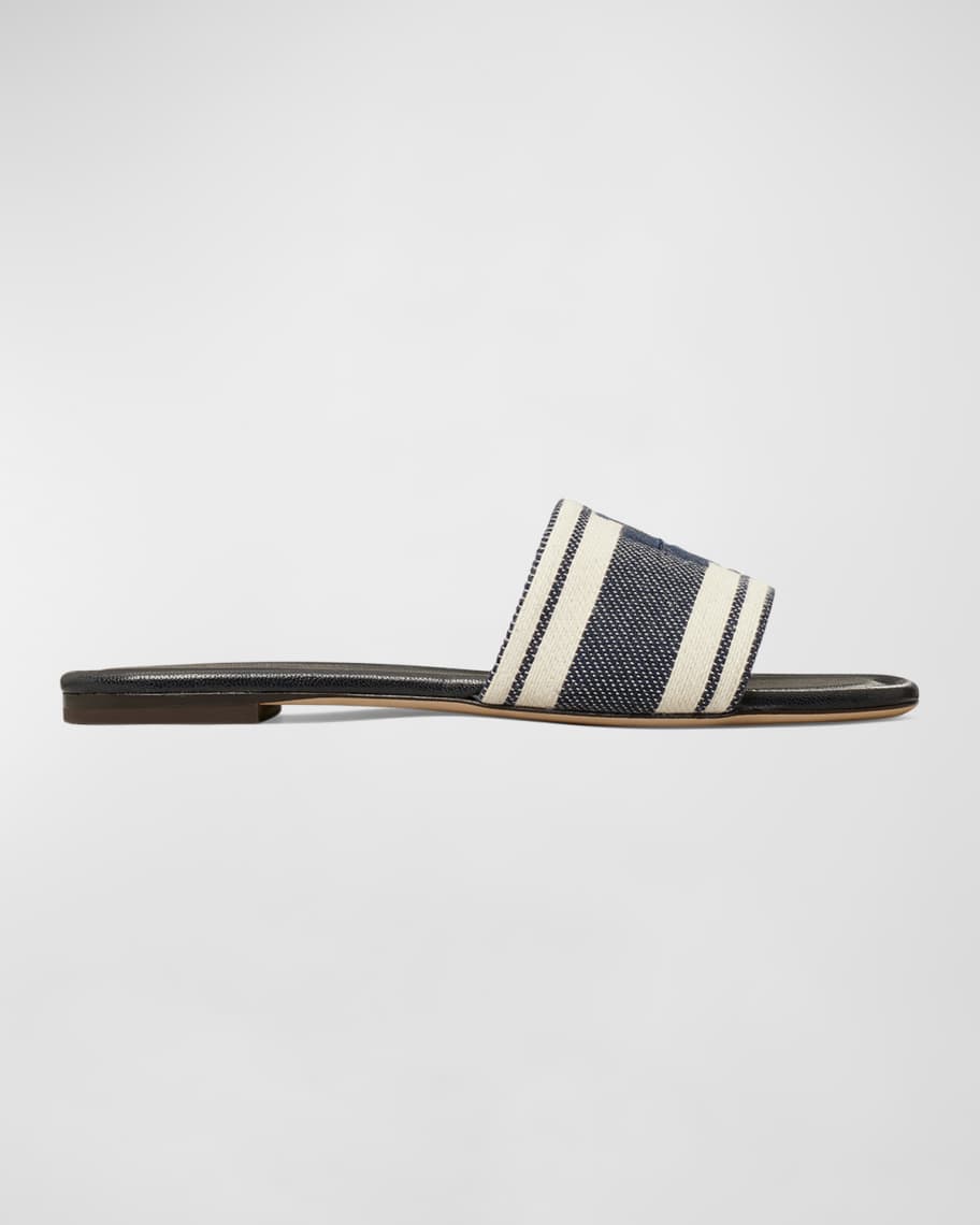 Tory Burch Double T Jacquard Slide Sandals | Neiman Marcus