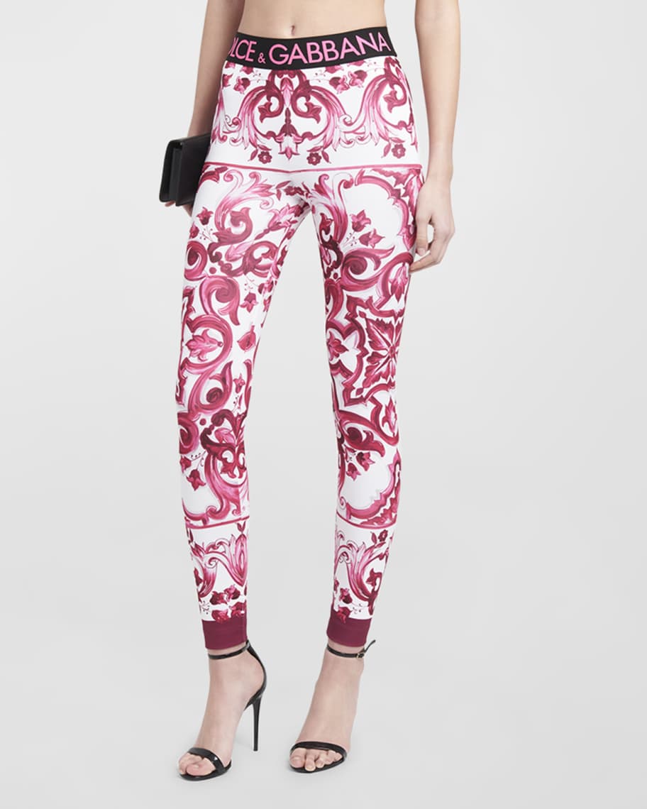 Dolce & Gabbana Spandex jersey leggings with graffiti print