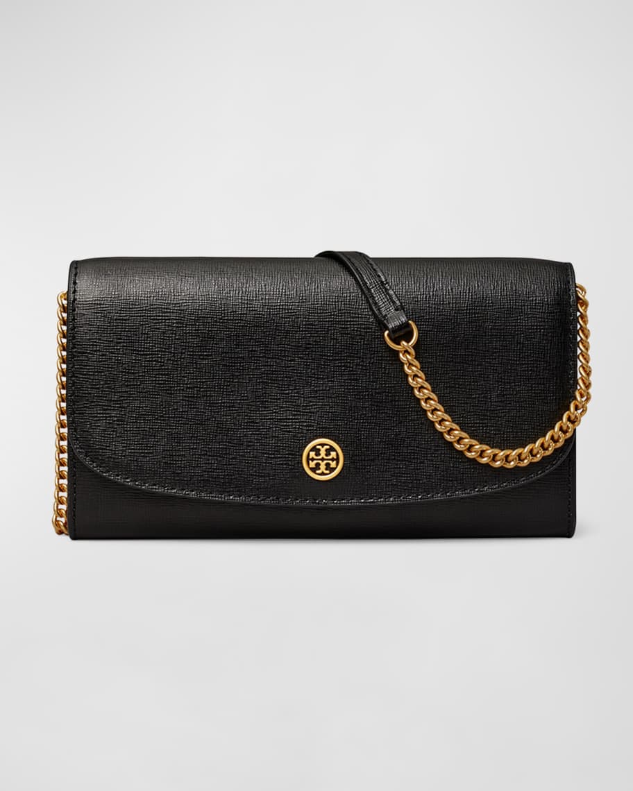 Tory Burch Robinson Flap Leather Wallet with Chain Strap Neiman