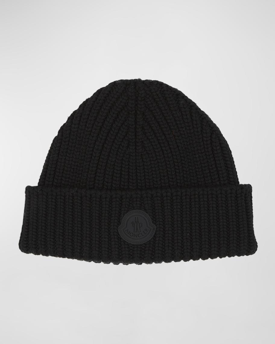mens black moncler beanie hat