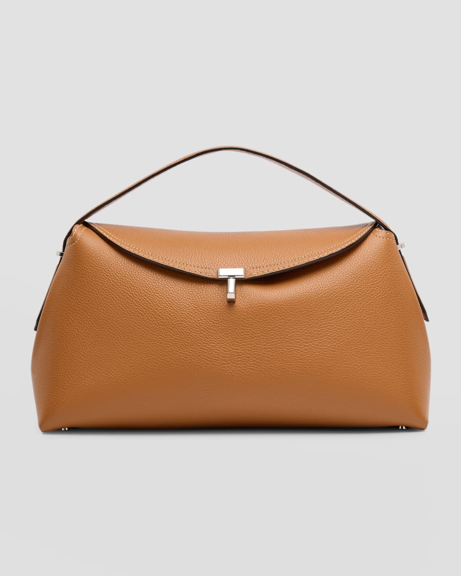 Toteme T-Lock Top Handle Bag in Pebble Grain Leather | Neiman Marcus