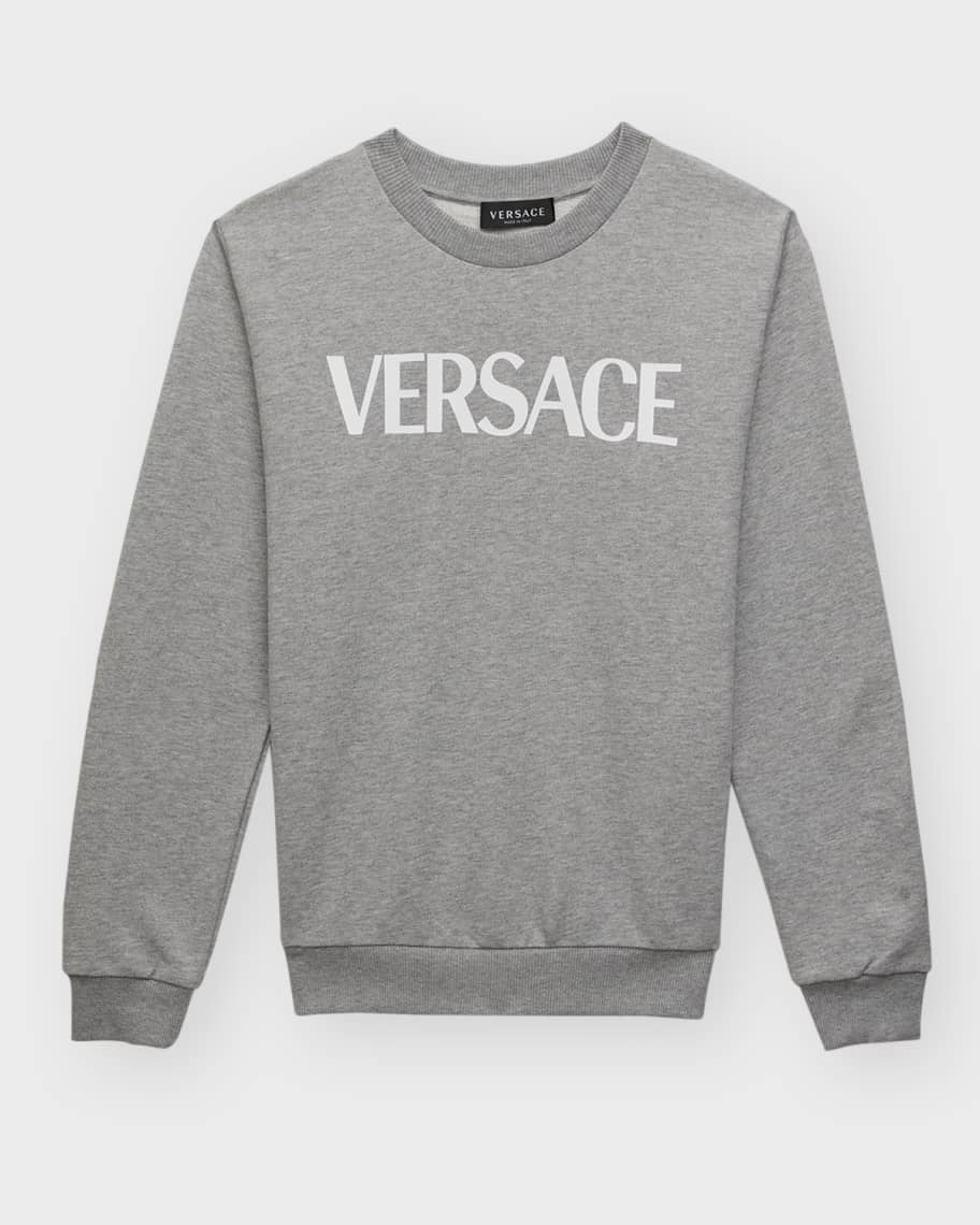 Versace Boy's Logo-Print Greca Trim Sweatshirt, Size 8-14