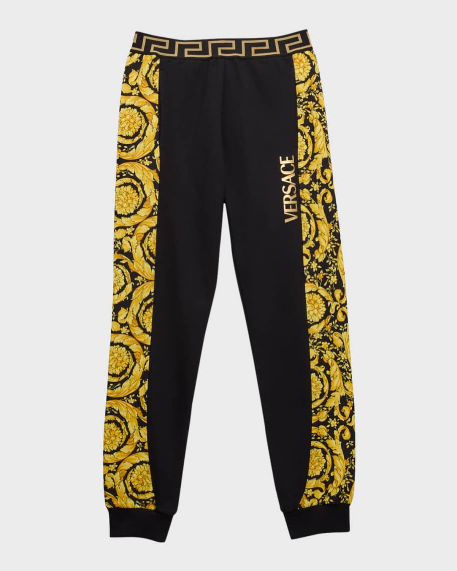 Versace Boy s Logo Print Barocco Trim Sweat Pants Size 8 14