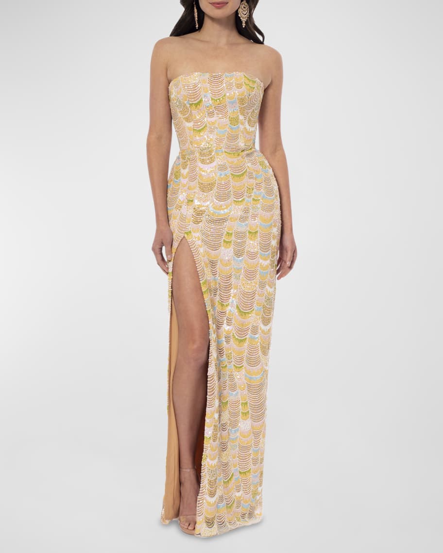 HELSI Lola Strapless Sequin Column Gown Neiman Marcus