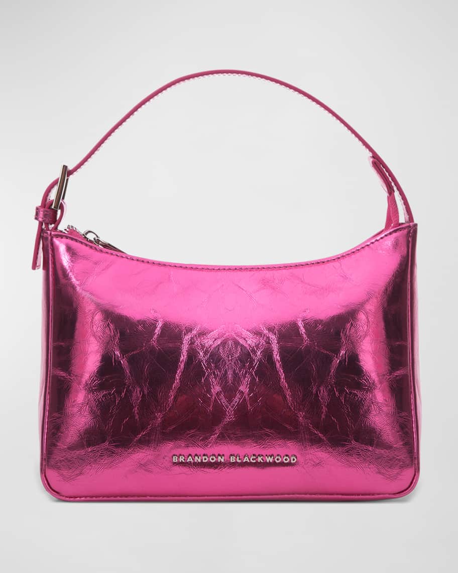Brandon Blackwood Cortni Crushed Metallic Leather Shoulder Bag