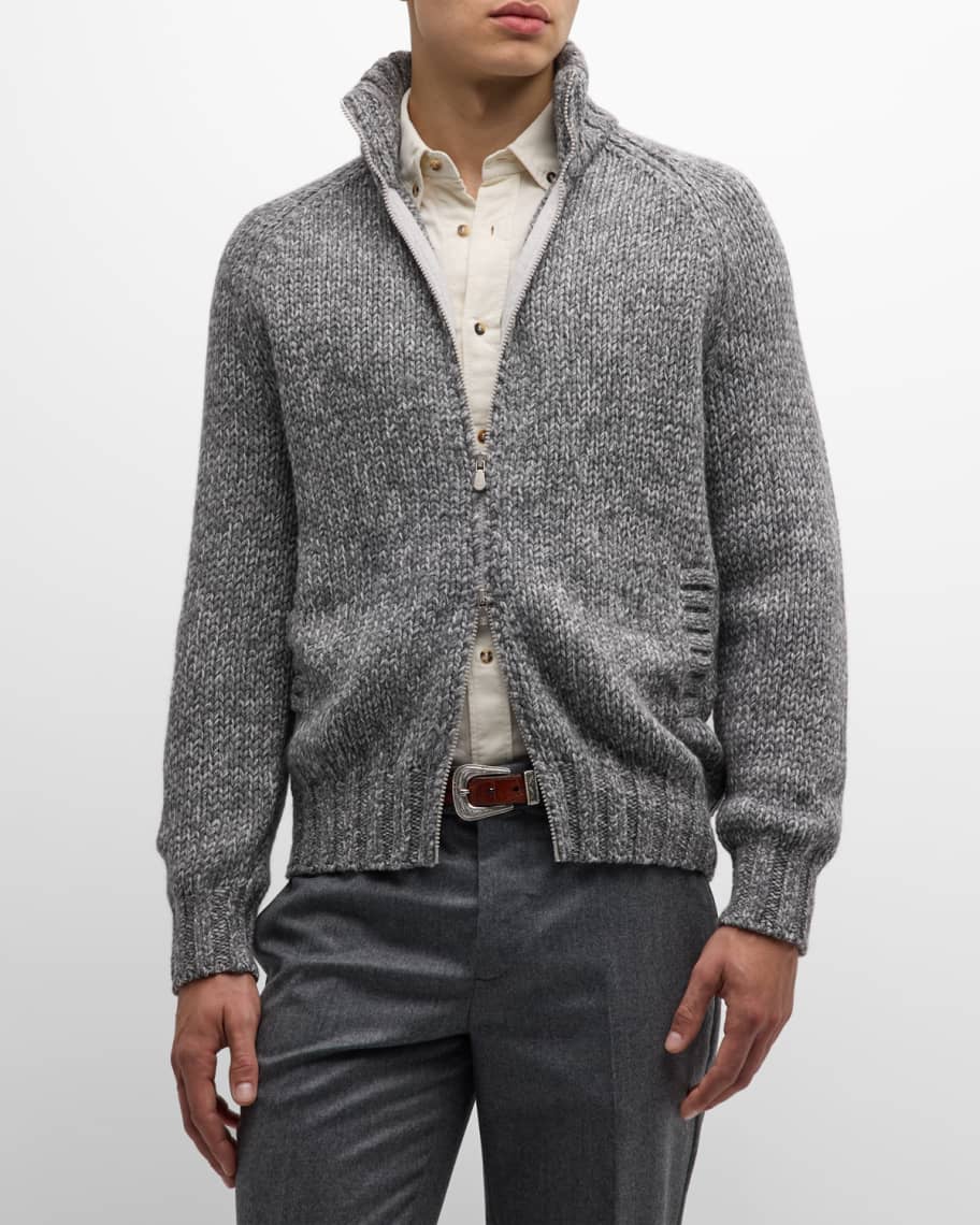 Brunello Cucinelli Men's Knit Full-Zip Cardigan Sweater | Neiman Marcus