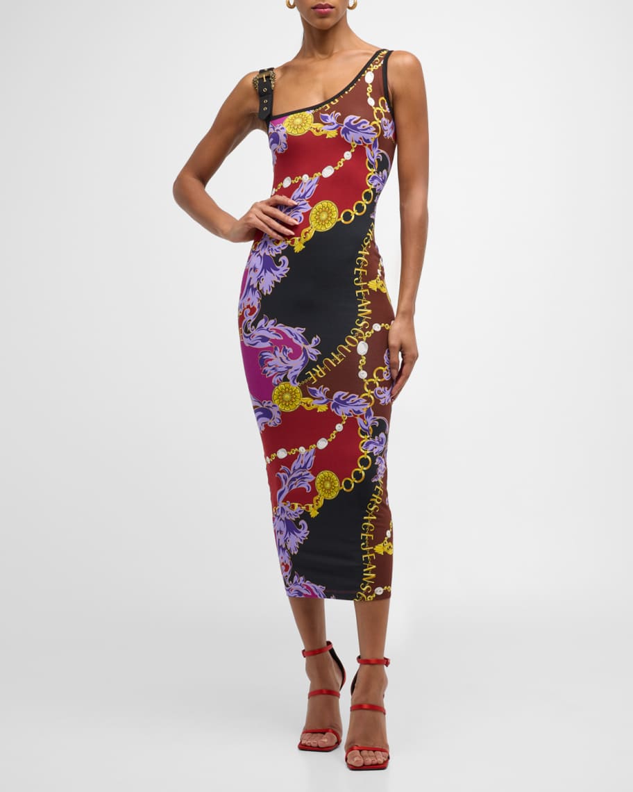 Versace Jeans Couture Chain Couture Asymmetric Midi Dress | Neiman Marcus