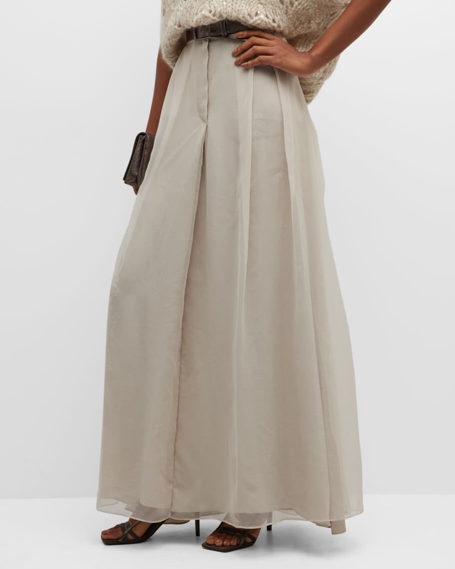 Brunello Cucinelli Georgette Pleated Maxi Skirt | Neiman Marcus