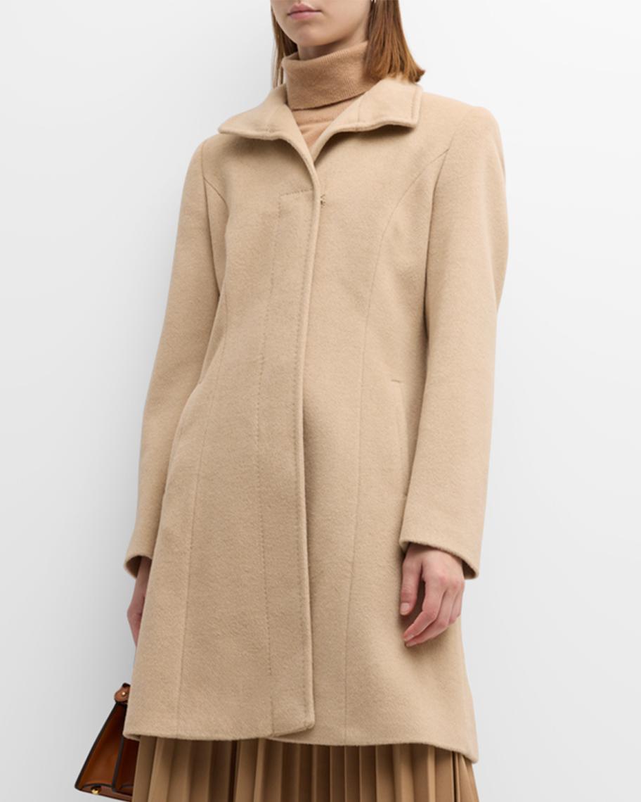 Cashmere-Wool Blend Car Coat - Camel
