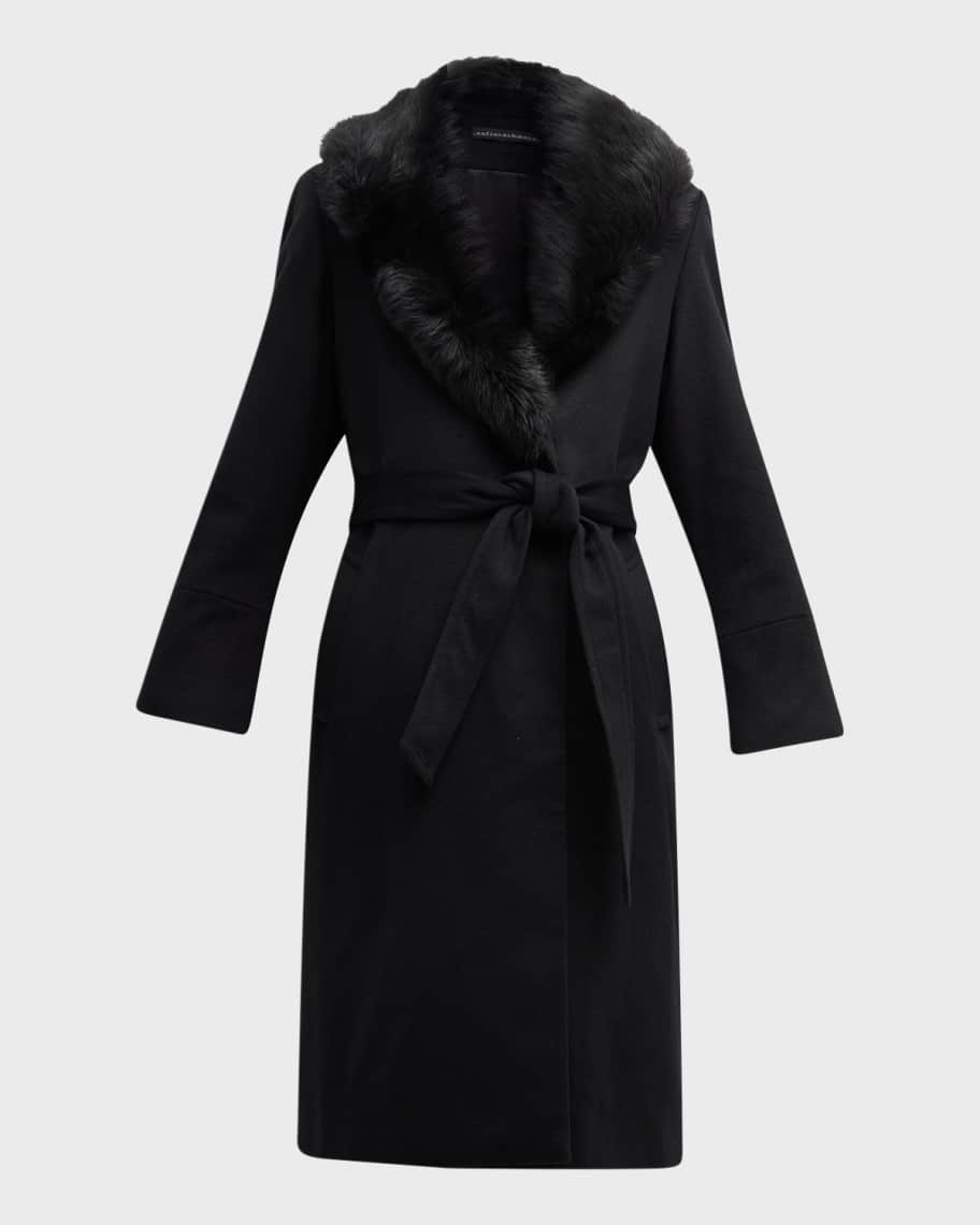 sofia cashmere shawl fur collar wrap coat