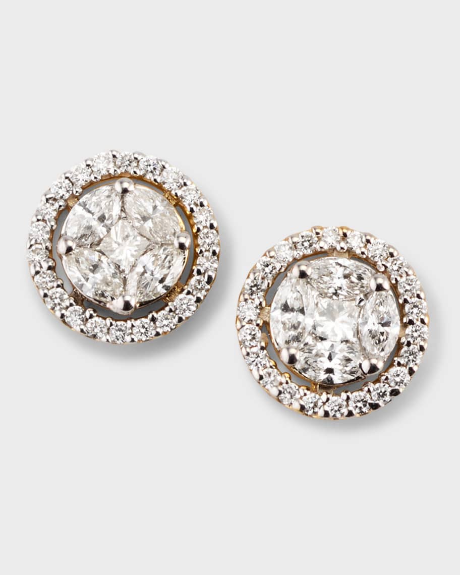 STONE AND STRAND Framed Mosaic Diamond Stud Earrings