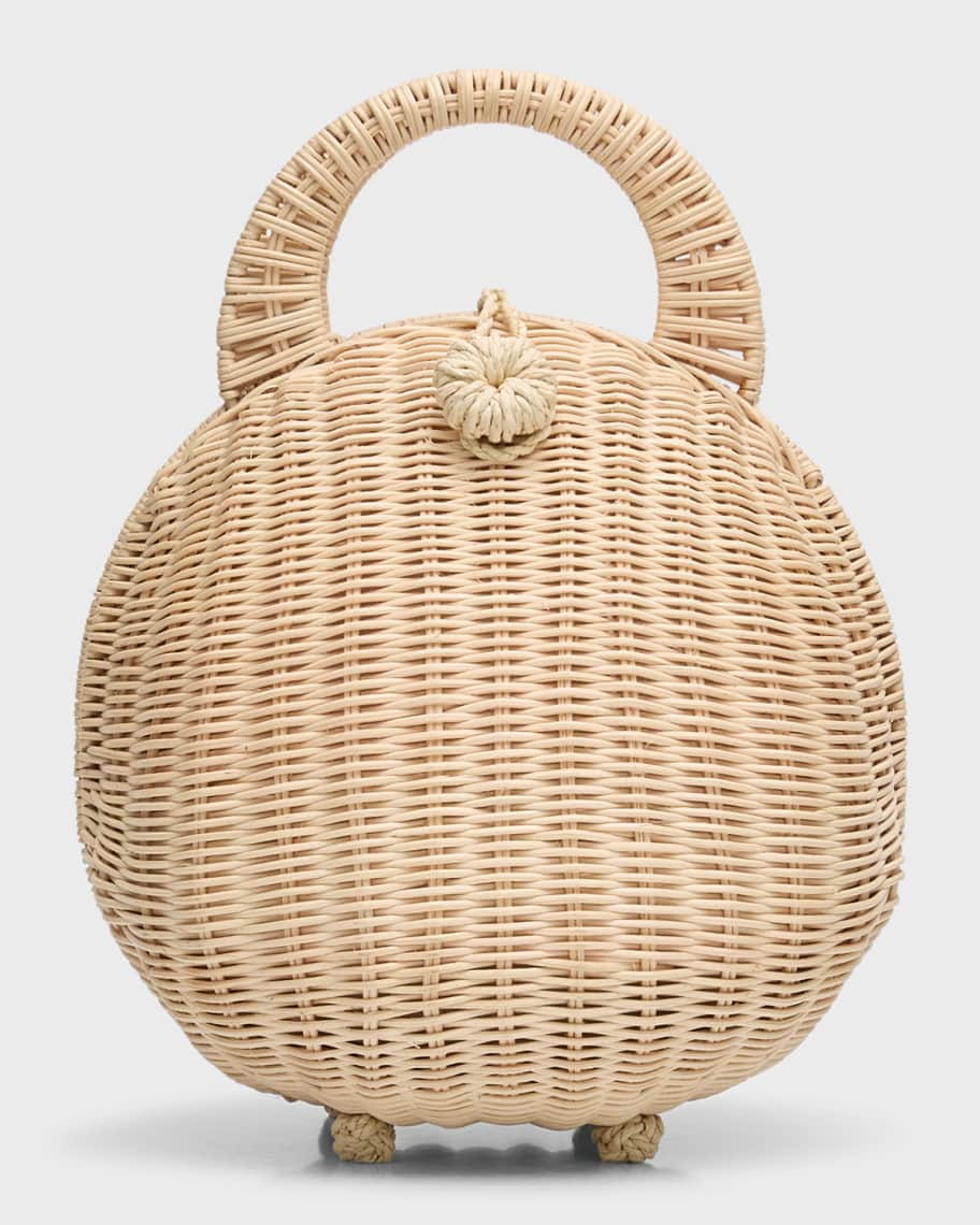 Diamonds Heart Handle Wicker Rattan Bag