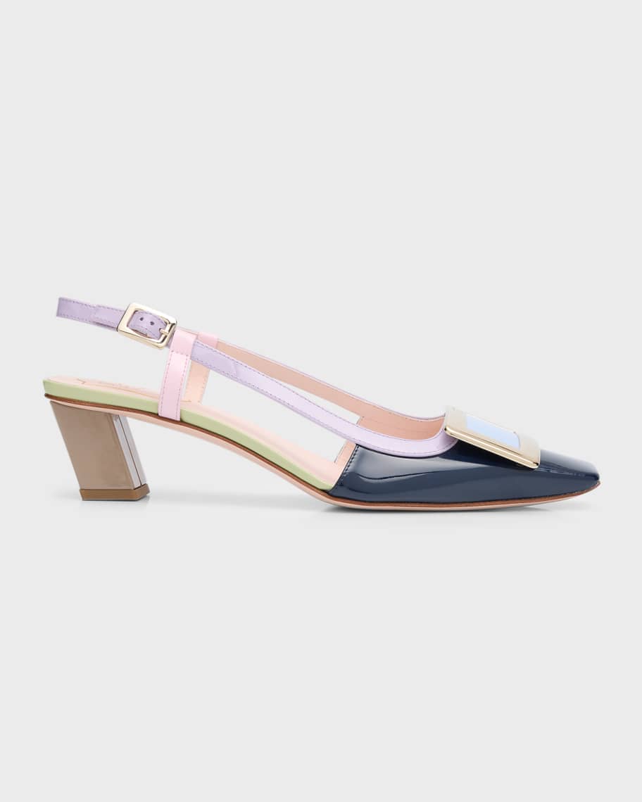 Roger Vivier Belle Vivier Buckle Colorblock Patent Leather Slingback ...