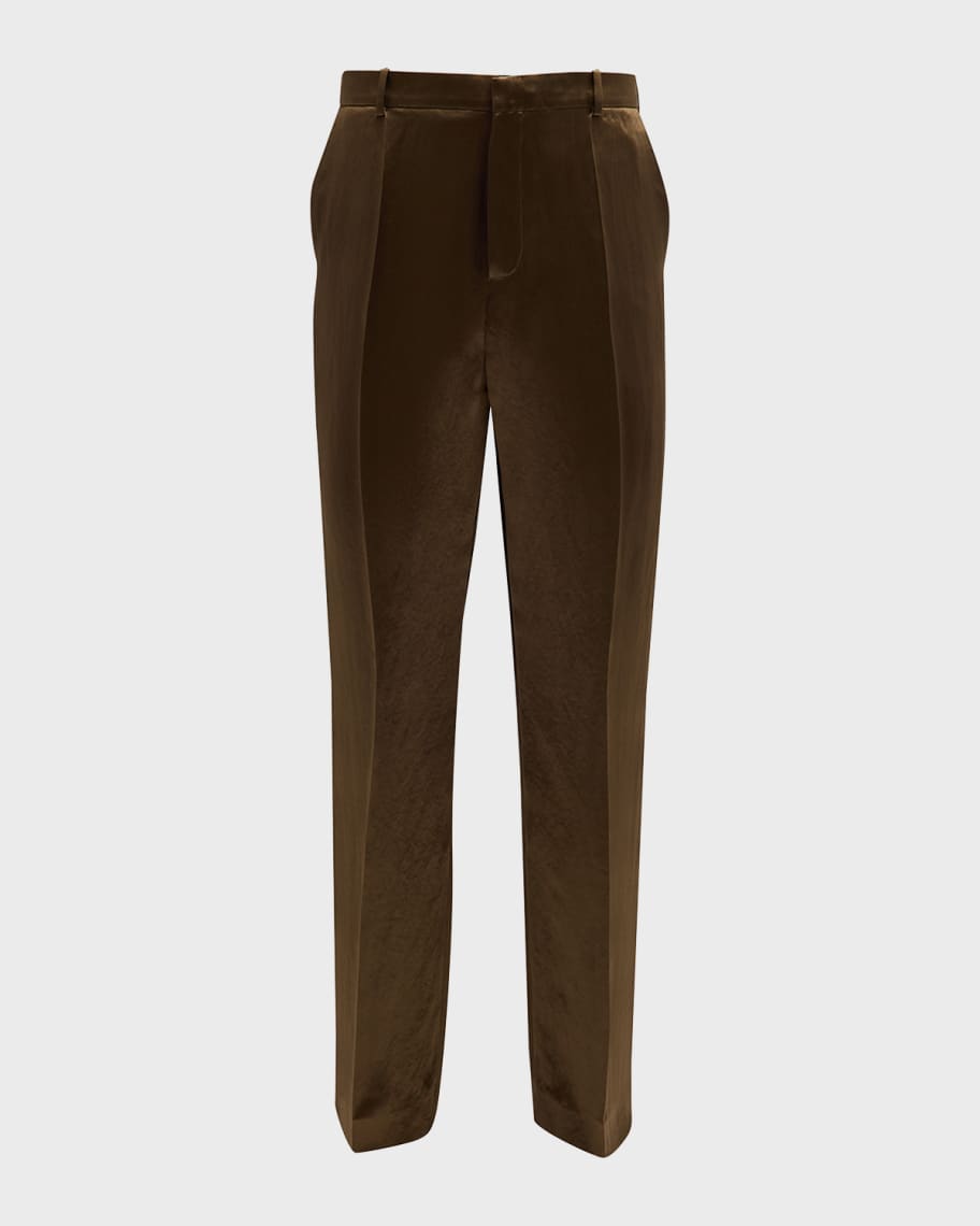 Capuccino satin straight pants main image 1