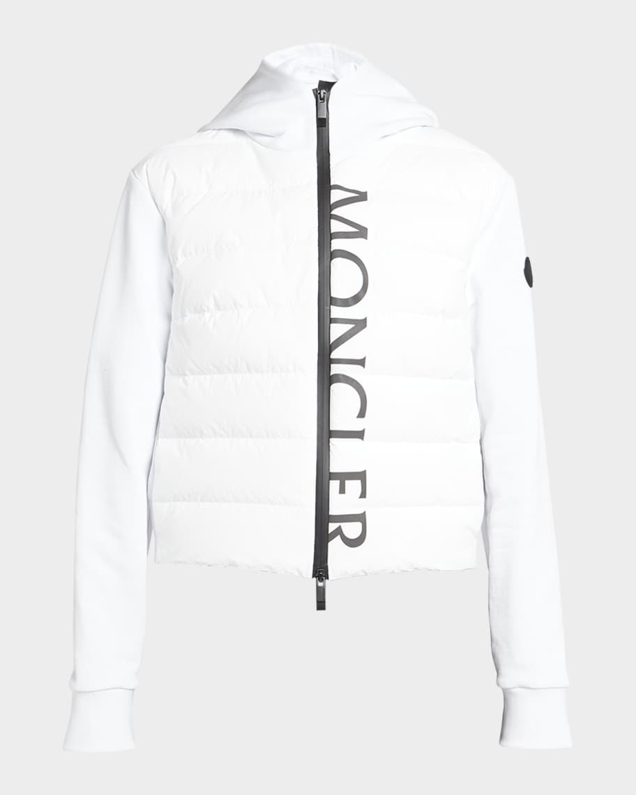 Moncler Zip-Up Puffer Cardigan with Logo Detail | Neiman Marcus