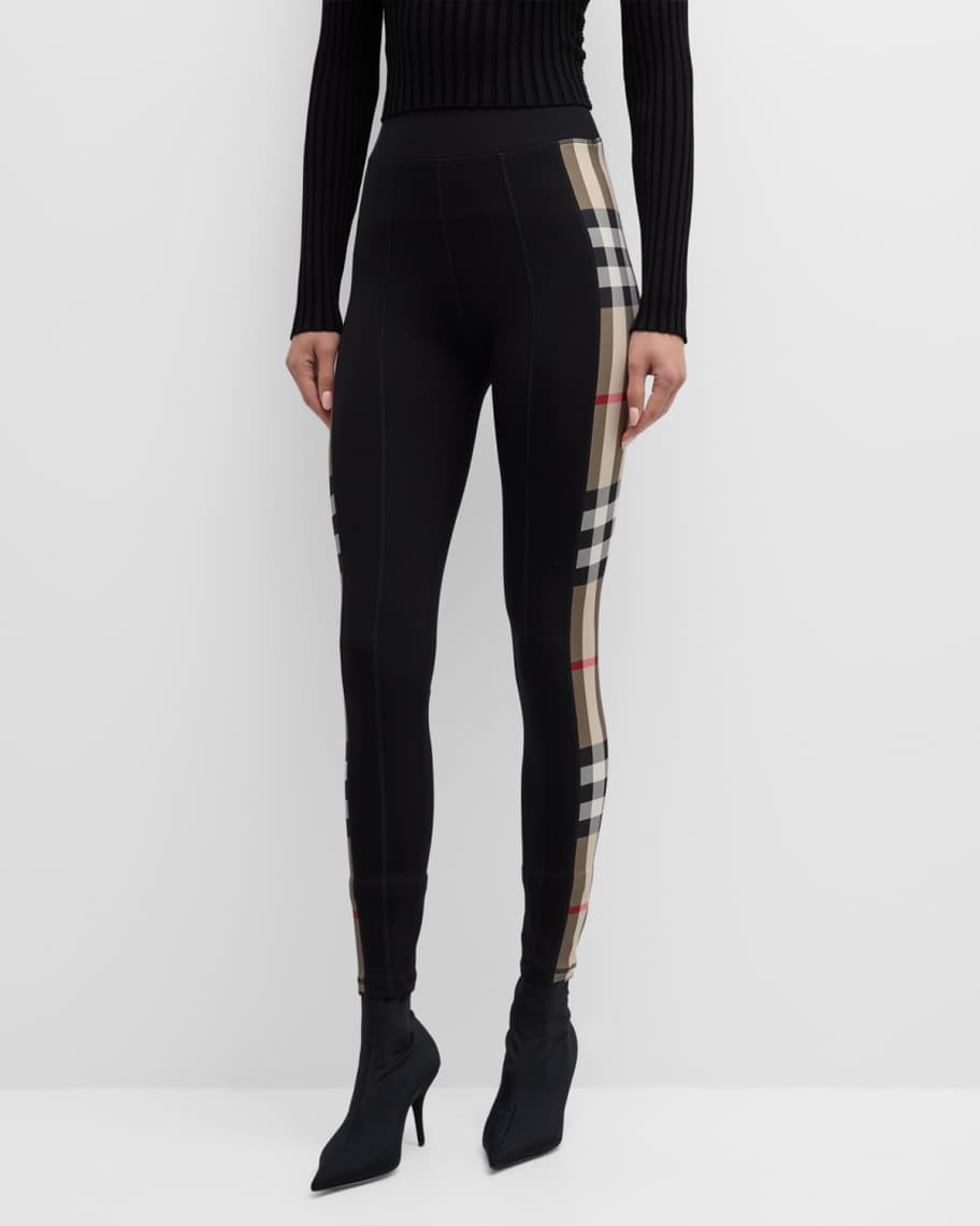 BURBERRY Check Trim Stretch Jersey Leggings